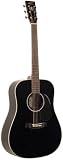 Recording King Classic Series II Dreadnought Acoustic Guitar, Solid Rosewood Back & Sides, Black Finish