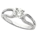 0.63 Ct Round Cut Diamond Solitaire Engagement 14k White Gold I-SI1