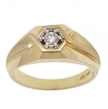 Yellow Gold Mens Wedding Ring Band Solitaire Diamond