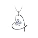 14K White Gold 0.06 ct. Diamond Heart with Butterfly Fashion Necklace -16''