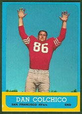 1963 Topps Regular (Football) Card# 144 Dan Colchico of the San Francisco 49ers Good Condition