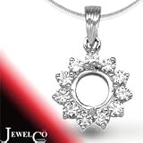 Jewelco London 18 Carat White Gold 34pts Semi Set Diamond Pendant. Fits 50pts