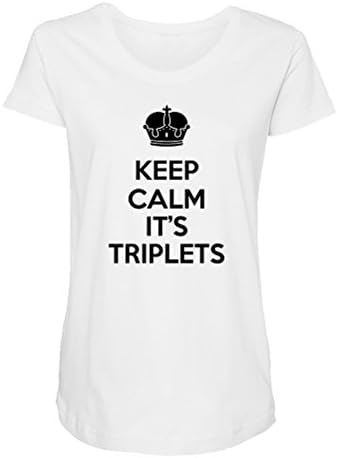 Mama Birdie Keep Calm It's Triplets - Funny Triplets Pregnancy Maternity T-Shirt (White, 3XL)