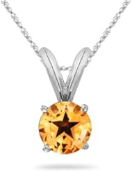 2.95 Cts Citrine Solitaire Pendant in 14K White Gold