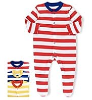 3 Pack Pure Cotton Striped Sleepsuits