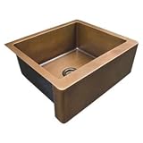 25 Smooth Apron Front Single Well Copper Kitchen Sink - Antique Copper