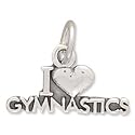 Sterling Silver Charm .375 in tall I Love Gymnastics