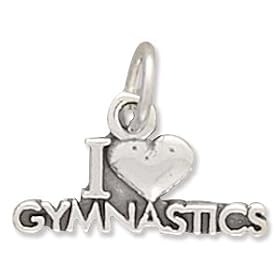 Buy Sterling Silver Charm .375 in tall I Love Gymnastics by Silver Messages--Free US Shipping