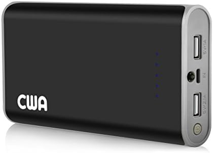 Portable Charger, CWA 12000mAh Power Bank Portable Charger External Battery Pack Power Bank Backup with Dual Port - iPhone 6/6 Plus/5/5S/5C/4S/4, iPad Retina, iPod, Samsung Galaxy S6 Edge S5 S4 S3 Tab Note 2/3/4, HTC One, Motorola, Nokia, LG, Smart Phones Tablets and More (Black / Gray)