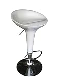Set of 2 Adjustable Bar Stool Scoop Seat in White Finish
