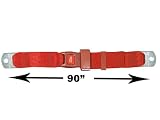 2-Point Lap Seat Belt, Flame Red, 90 Inch Length, with Push Button Release