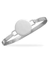 Engraveable Round ID Bangle Bracelet with Hook Clasp - Engraving Included