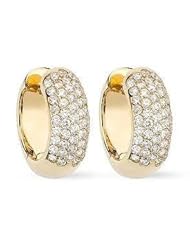 1.50 ct Ladys Round Cut Diamond Haggies Earrings in Pave Setting in 14 karat Yellow Gold