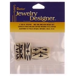 Bone Bead, Medium Oval Assorted, 5pc Pkg