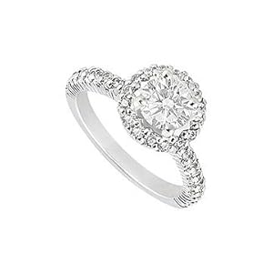 Diamond Engagement Ring : 18K White Gold - 1.25 CT Diamonds