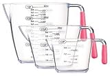 Kitchen Craft Colourworks Measuring Jug Set, Pink, Set of 3