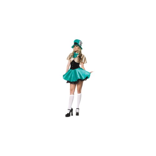 3Pc Alice In Wonderland Mad Hatter Sexy Holiday Party Costume(Green;Medium)