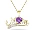 Amethyst and Diamond MOM Pendant in Yellow Gold