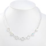 EXP Handmade Faceted Crystal Necklace With Silver Beads