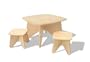 Eco-friendly Kid's Project Table Set with 2 Stools in Natural Finish