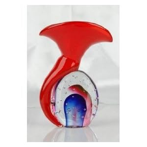 Murano Glass Purple & Red Sommerso Vase 100% Hand Blown Art X371-3