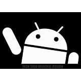 ANDRIOD DROID WAVING PEEKING - 6" WHITE - Vinyl Decal WINDOW Sticker - NOTEBOOK, LAPTOP, WINDOWS, WALLS, CARS, TRUCKS, MOTORCYCLES
