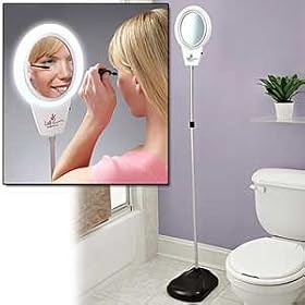 Cordless Lighted Adjustable Height Mirror
