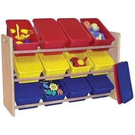 See and Store Toy Rack with 12 Bins with Lids- by Early Childhood Resources