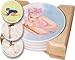 CounterArt WW II Pin-up Girls Design Round Absorbent Coasters in Wooden Holder, Set of 4 Assorted