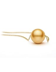 PremiumPearl 9-11mm Golden South Sea Cultured Pearl Solitaire Necklace AAA Quality