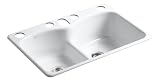 KOHLER K-6626-6U-0 Langlade Smart Divide Undercounter Kitchen Sink, White