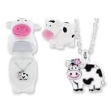 DM Merchandising Crystal Cow Necklace in Figural Gift Box