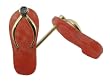 Red Jade Flip-Flop Single Diamond Strap Sandal Earrings, 14k Gold
