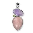 .925 Silver, Amethyst, Peridot & Rose Quartz Pendant