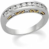 14K Two Tone Gold Diamond Bridal Anniversary Band Ring