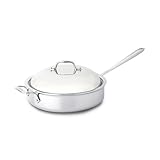 All-Clad 44048 Stainless Steel 3-Ply Bonded Dishwasher Safe Saute Pan with Domed Lid Cookware, 4-Quart, Silver