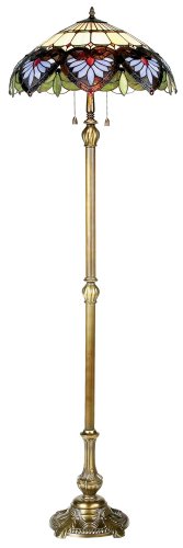 Blue Leaf Tiffany-Style Floor Lamp