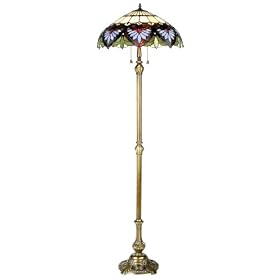 Blue Leaf Tiffany-Style Floor Lamp