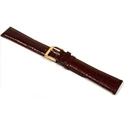Brown Leather Crocodile Grain Watch Band Long 19mm