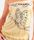 Ed Hardy Butterfly Foil Satin Touch Tube Top
