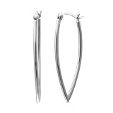 CleverSilver's Leaf Shaped Hoop Sterling Silver Earrings