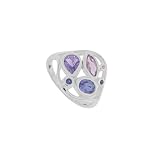 Boma Sterling Silver Amethyst, Light Amethyst and Iolite Cluster Filigree Ring