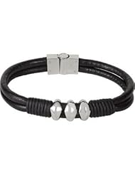 Leather Bracelet with Stainless Steel Accents & Magnetic Clasp 07.50 Inch Leg054