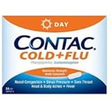 Contac Cold + Flu,  Maximum Strength Non-drowsy Formula, 24  Caplets,  (Pack of 2)