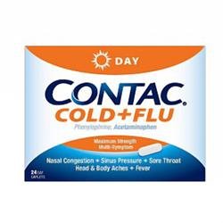 Contac Cold + Flu,  Maximum Strength Non-drowsy Formula, 24  Caplets,  (Pack of 2)