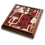 Retro 50s Atomic Print Brick Black Moss and Tan - 8x8 Trivet With 6x6 Ceramic Tile