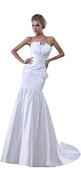 Strapless Satin Mermaid Beaded Ruched Prom Dress 