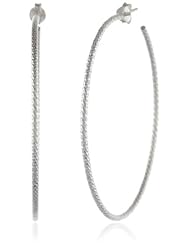 Argento Vivo Large Diamond Cut Hoop Earrings