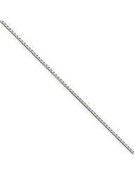 1mm Solid 14K White Gold High Polish Classic Box Link Chain Necklace with Spring-Ring Clasp - 30" inches