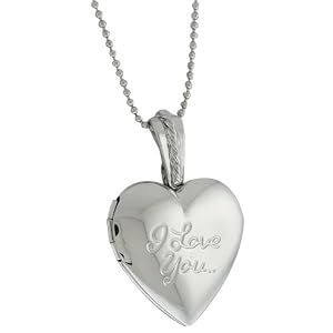 Stunning Heart Shape With I Love You Engraved Locket Pendant With 28 Inch Chain